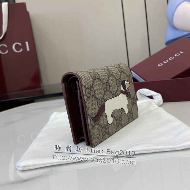 Gucci專櫃古馳最新款飾小狗細節GG迷你錢包 jh2028型號：818767